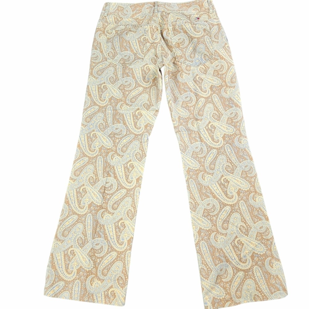 Tommy Hilfiger Womens Size 12 Paisley Jeans Cotton Tan Blue VTG *Hemmed - Picture 2 of 12